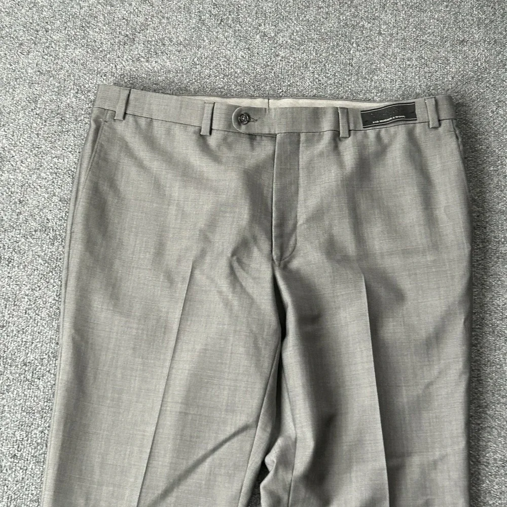 Riviera by‎ Jack Victor Pants Men 40 Kobe Grey Kid Mohair Wool Blend Unhemmed